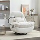 image 1 of Fallon Boucle Fabric Swivel Based Recliner Chair - Cream
