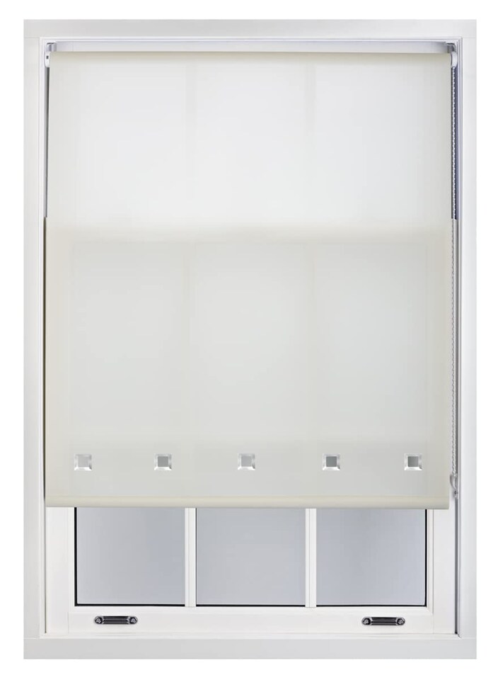 image 1 of FURNISHED Roller Blinds Daylight Square Eyelet Light Filtering Easy Fit Trimmable Window Shade | Cream | Cream