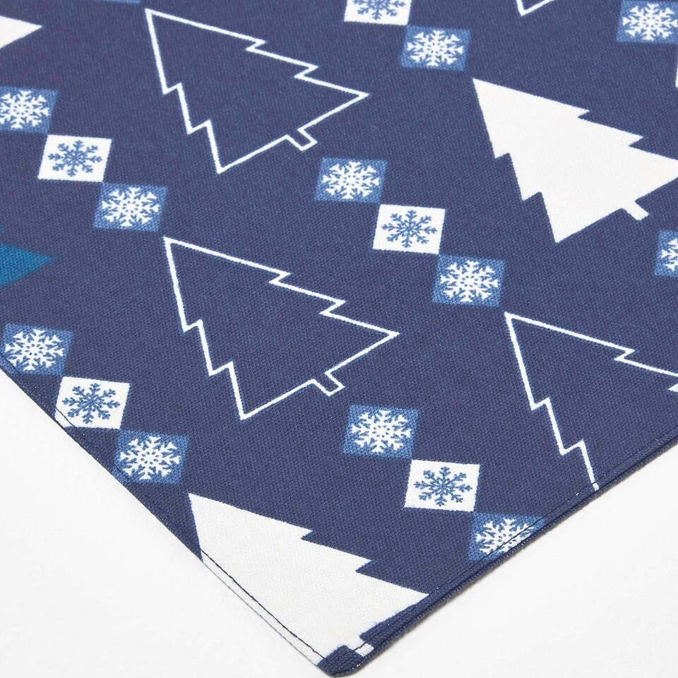 image 1 of Homescapes Blue Winterland Christmas Table Runner - 35 x 250 cm Blue