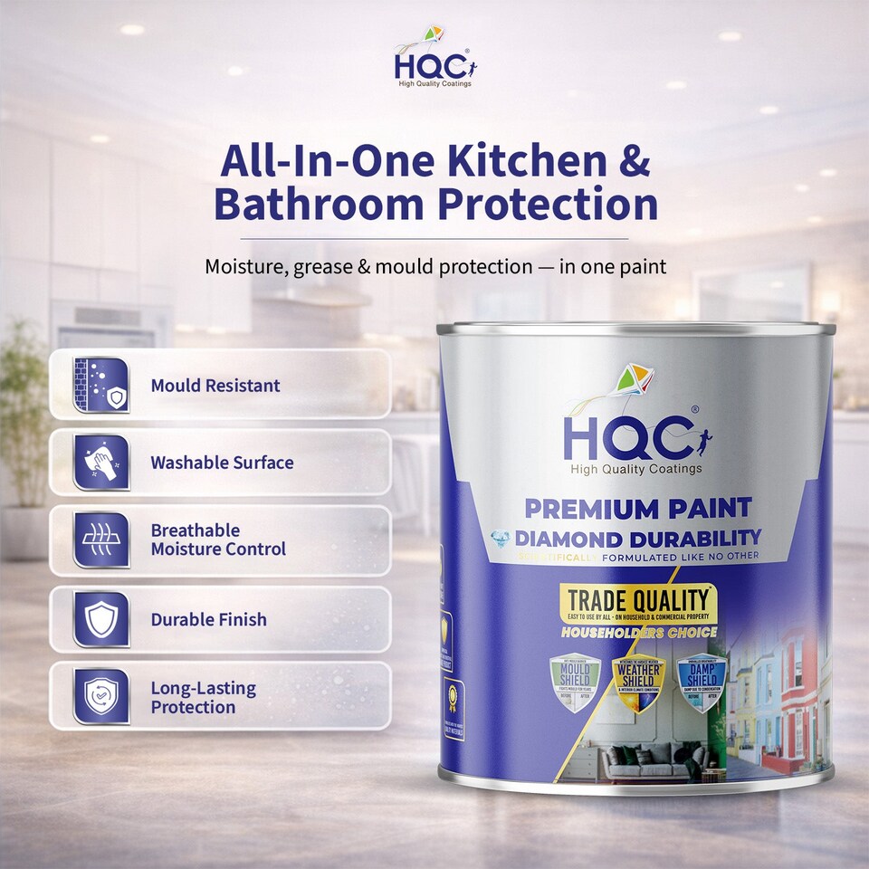 image 1 of HQC Kitchen & Bathroom Paint - Mould Resistant, Washable & Durable - Classic Grey - 2.5L