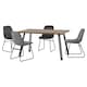 image 1 of Quebec Straight Edge Dining Set with 4 Velvet Lukas Chairs Grey