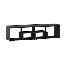 Shelby Abstract Large Double Coffee Table With Storage Shelves TV Stand 160cm | Multi | Black