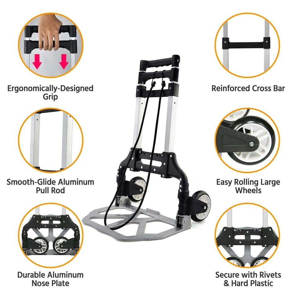 image 1 of Yaheetech Aluminum Hand Trolley Black