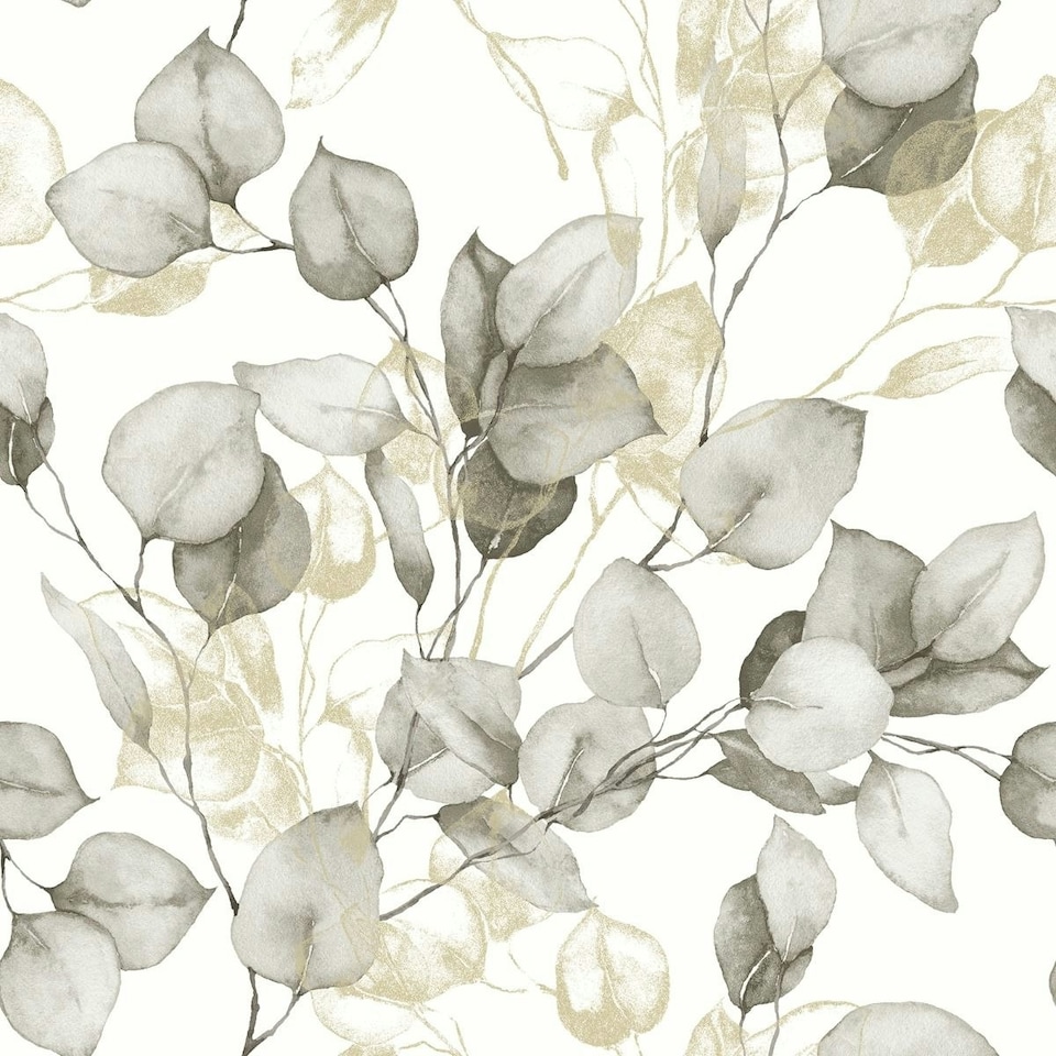 image 1 of Muriva Eucalyptus Wallpaper - Natural/Gold - One Size