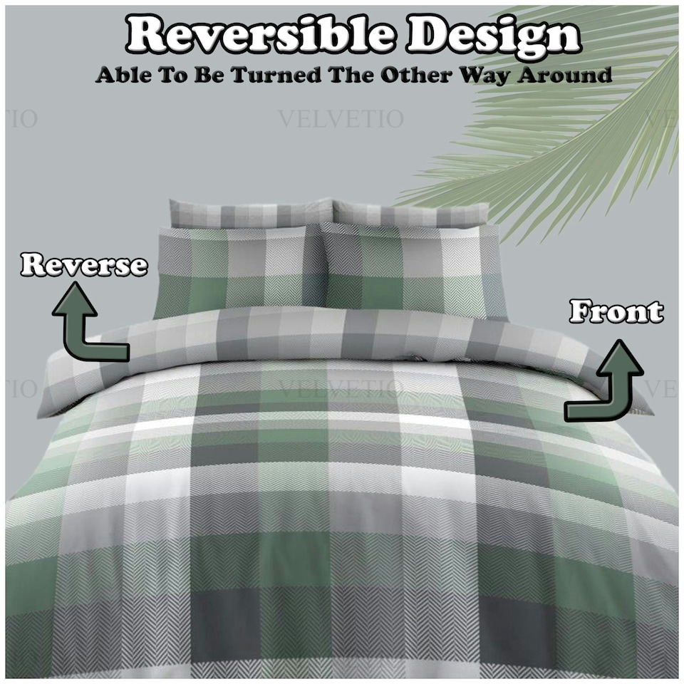 image 1 of VELVETIO Dartmouth Check Complete Duvet Cover Set with Fitted Sheet Soft Polycotton Bedding Sets Multi | King
