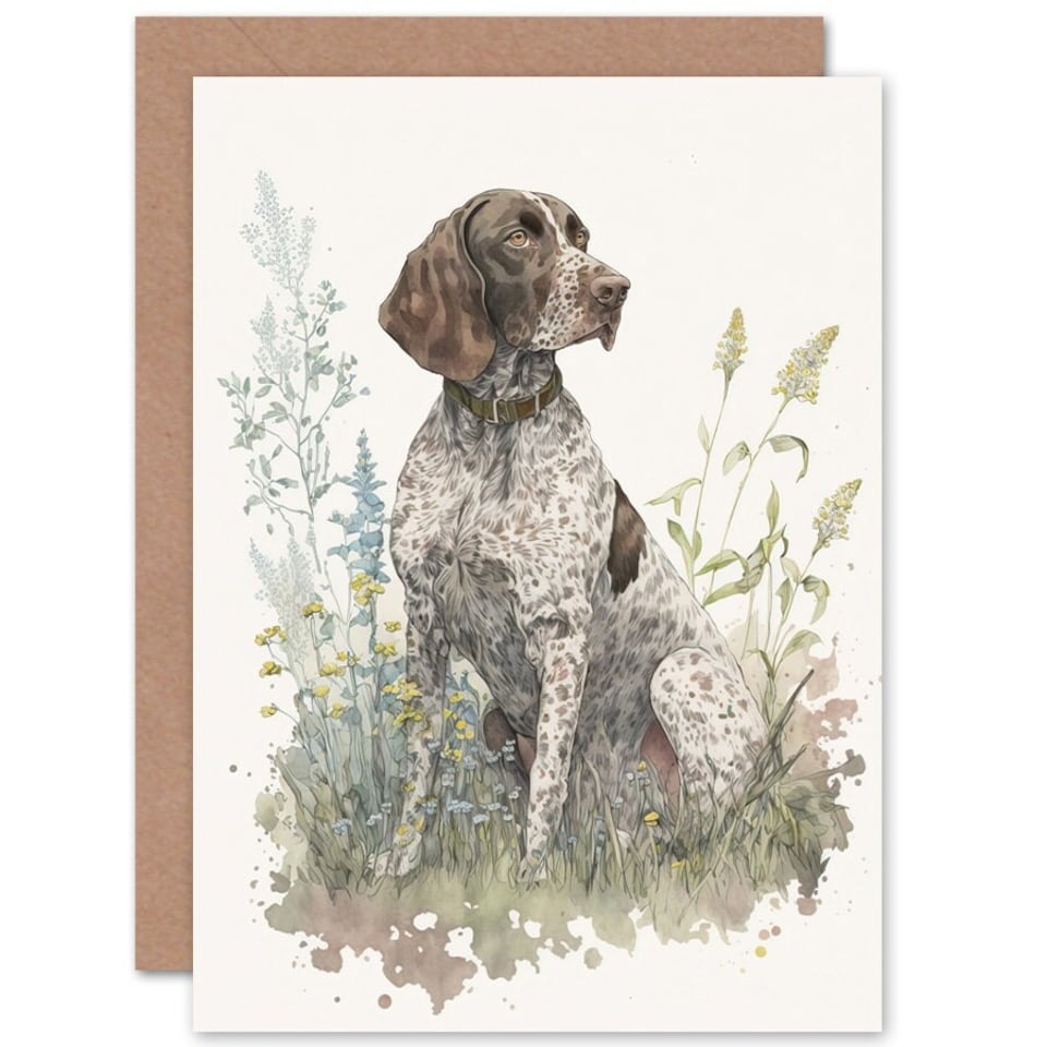image 1 of German Pointer Field Watercolour Dog Blank Art Card