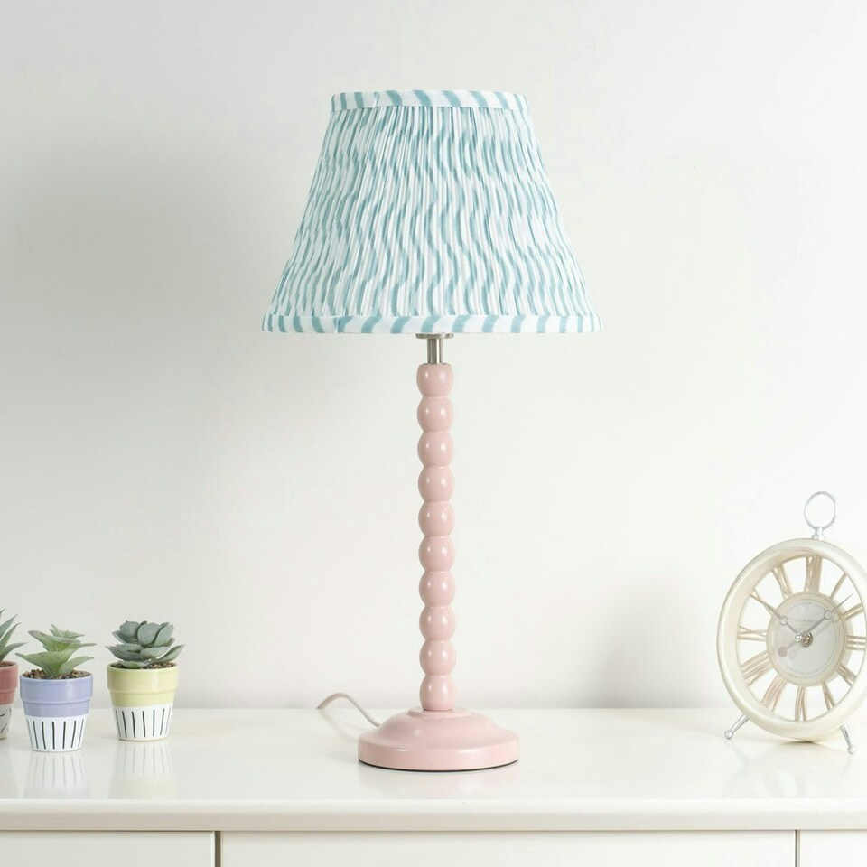 image 1 of ValueLights Riza Tapered Green Arrow Fabric Pleated Easy Fit Small Lamp Shade with LED Bulb