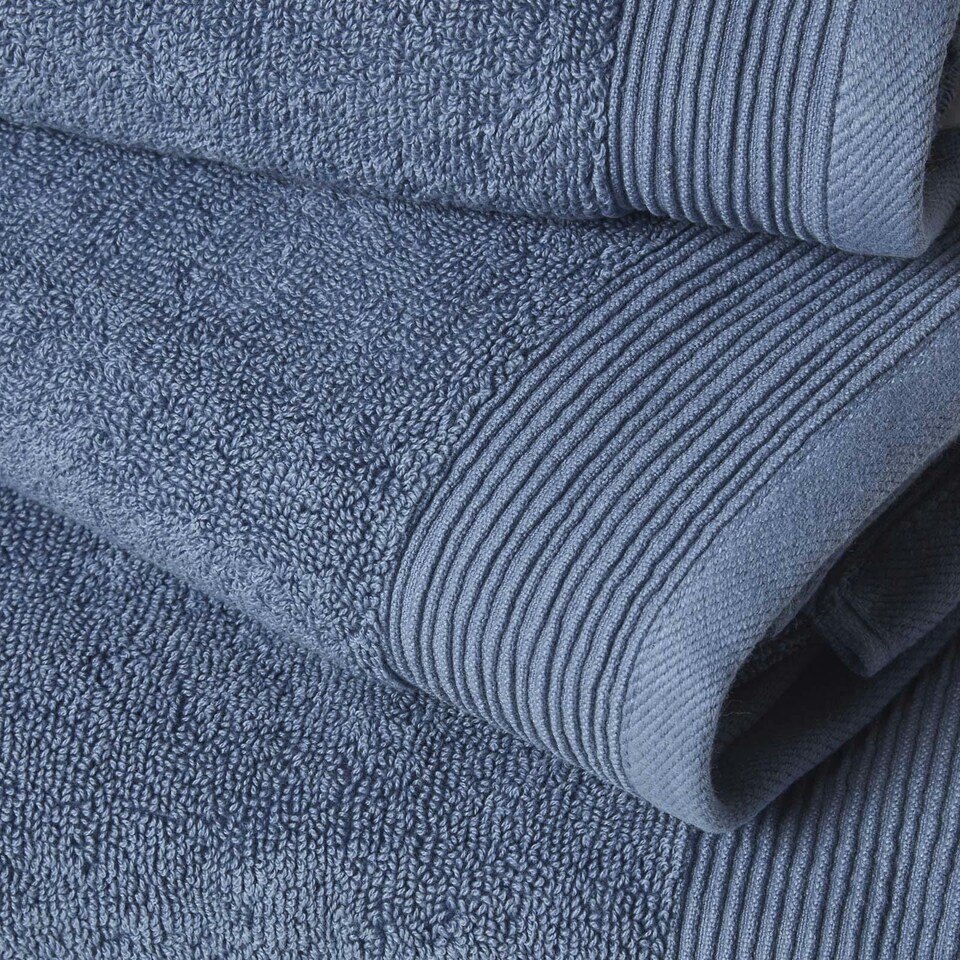 image 1 of Homescapes Denim Blue Combed Egyptian Cotton Set of 2 Face Cloths 700 GSM | Blue | 2