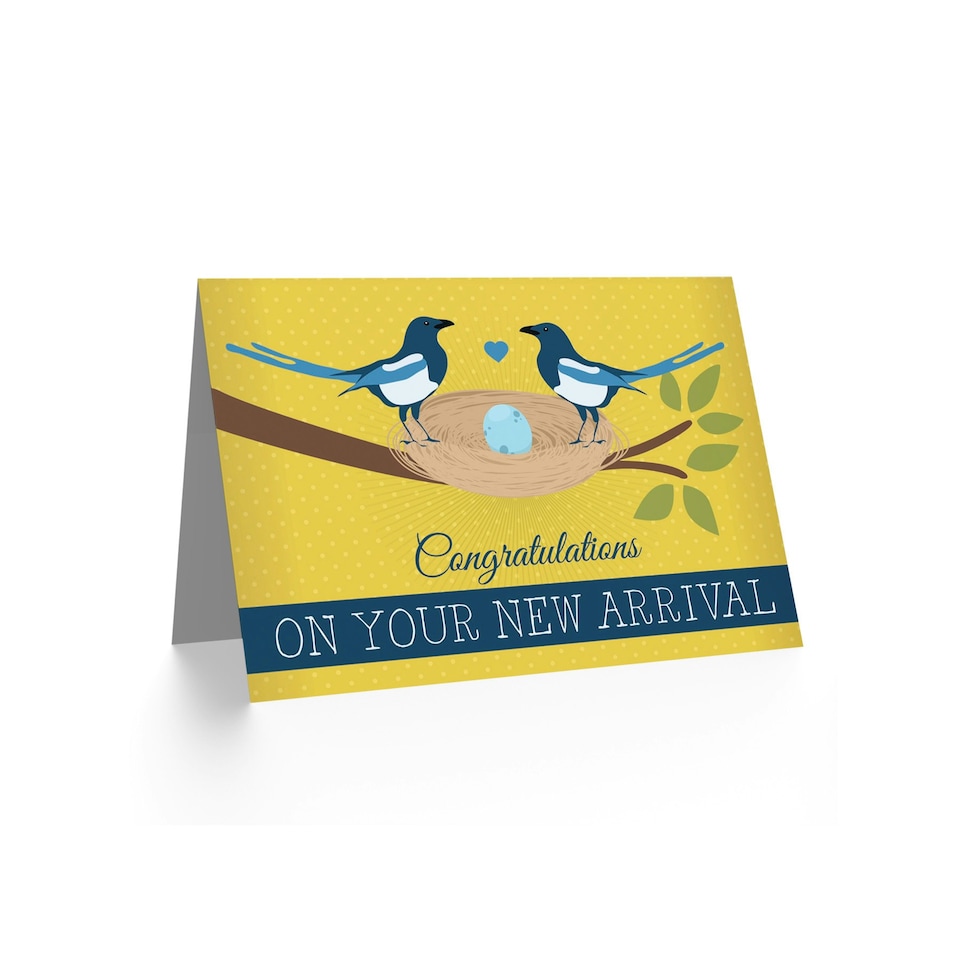 image 1 of New Arrival Congratulations Magpies Nest With Egg New Baby Card