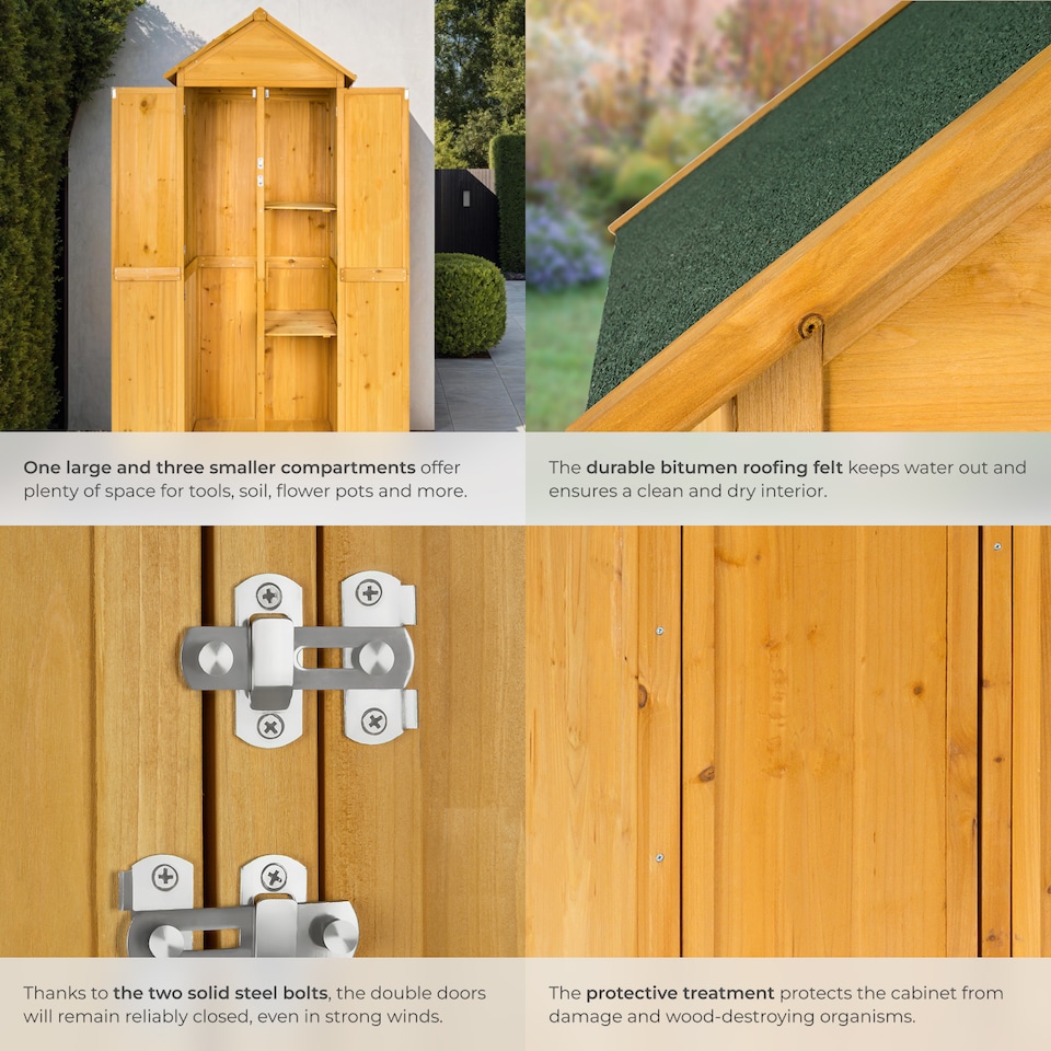 image 1 of Garden Shed with Pitch Roof - impregnated wood, Bitumen roofing felt | Brown | brown | 80,50 x 60 x 213,50 cm | 1