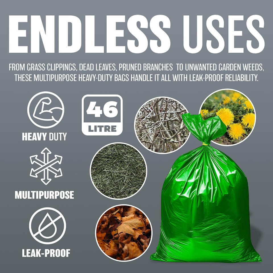 image 1 of Pack Of 50 Bin Liners Garden Rubbish Versatile Heavy Duty Refuse Sacks