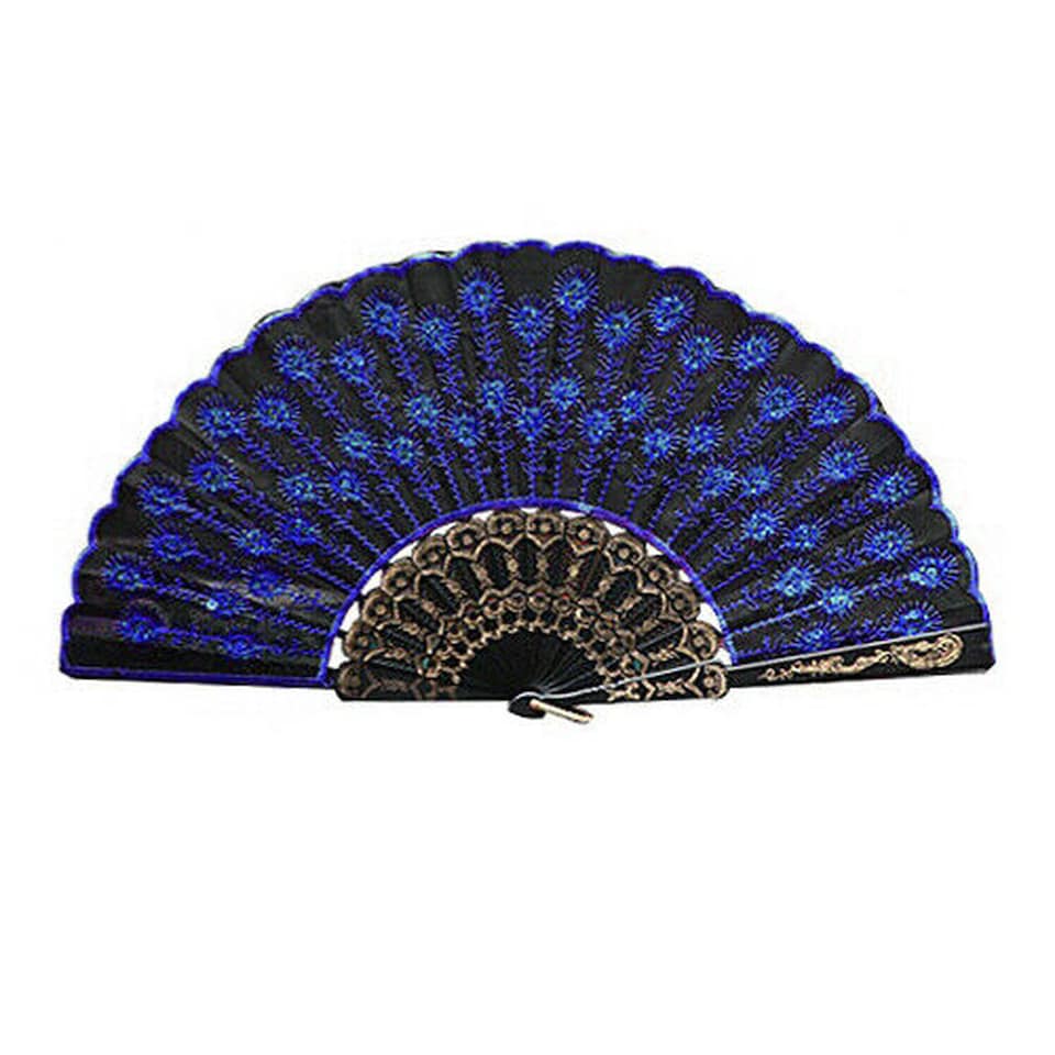 Spanish Lace Silk Folding Hand Fan | Decorative Spanish Style Fan with Lace Trim & Floral Design | Portable Folding Cooling Fan for Weddings, Parties, Festivals & Dance Accessories