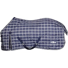 Saxon Standard-Neck Plaid Midweight Horse Stable Rug - Navy/White - 6´ 3"