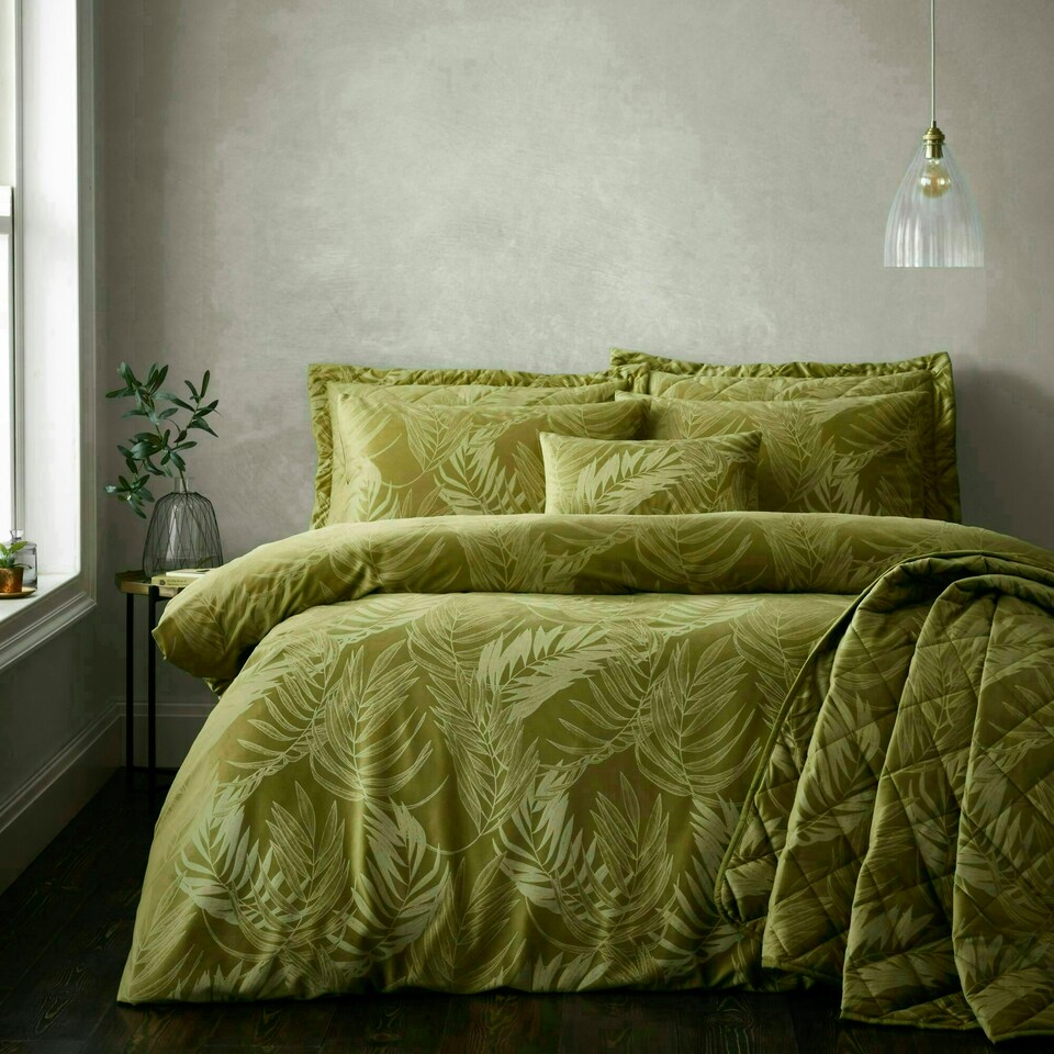 image 1 of Portfolio Home Woburn Botanical Leaf Bedding Duvet Cover Set Green | Double