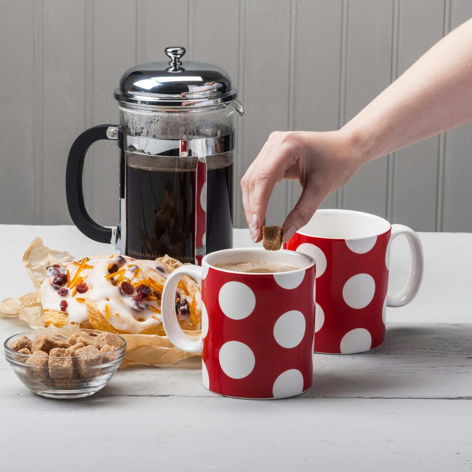 image 1 of Wm Bartleet & Sons Porcelain Spotty Large Mug, 1 Pint, Set of 2 | Red | 2