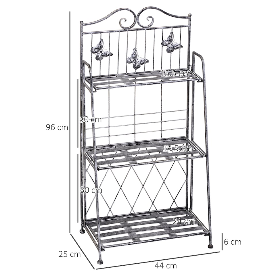 image 1 of Outsunny 3-Tier Metal Folding Plant Stand Display Rack Bookshelf Unit Outdoor