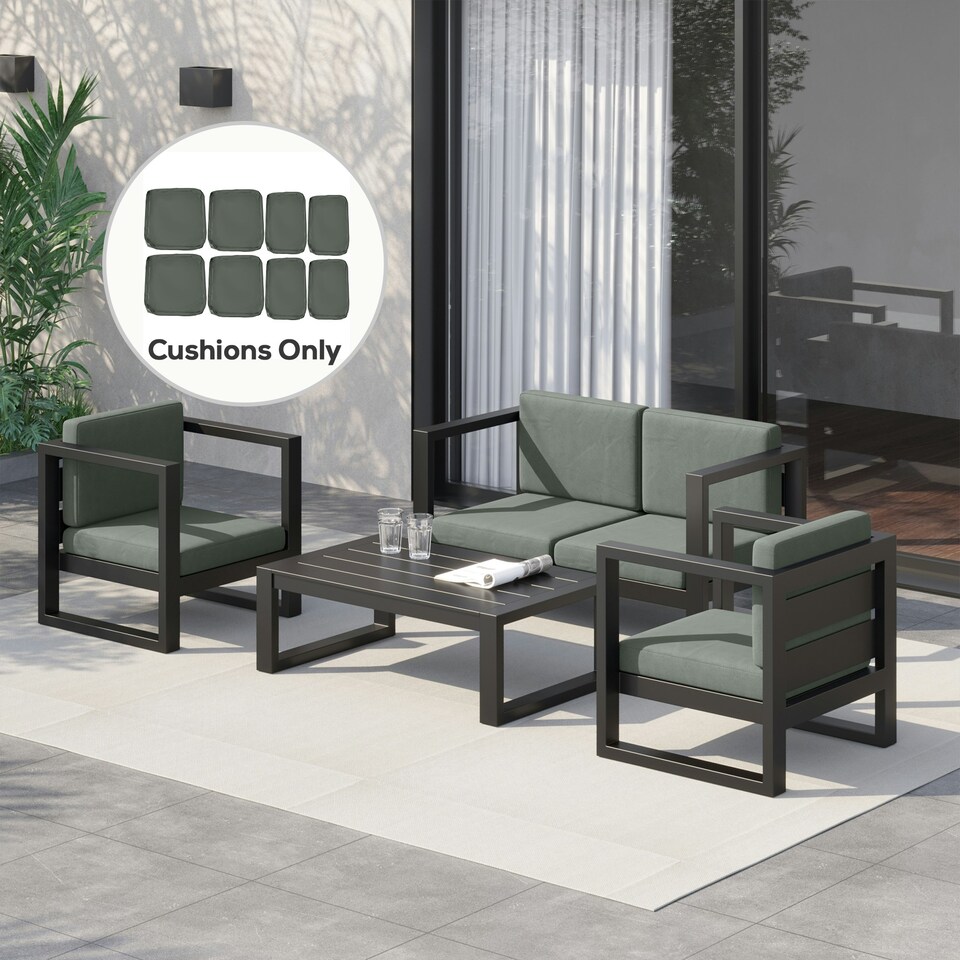 image 1 of Outsunny Cushion Cover Replacement Patio Rattan Furniture Seat Cover Grey Grey