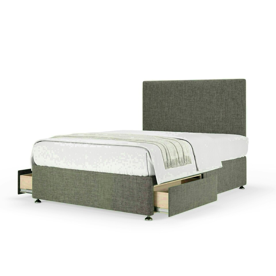 Slate Linen 2 Drawer Divan Base and Valencia Headboard Single