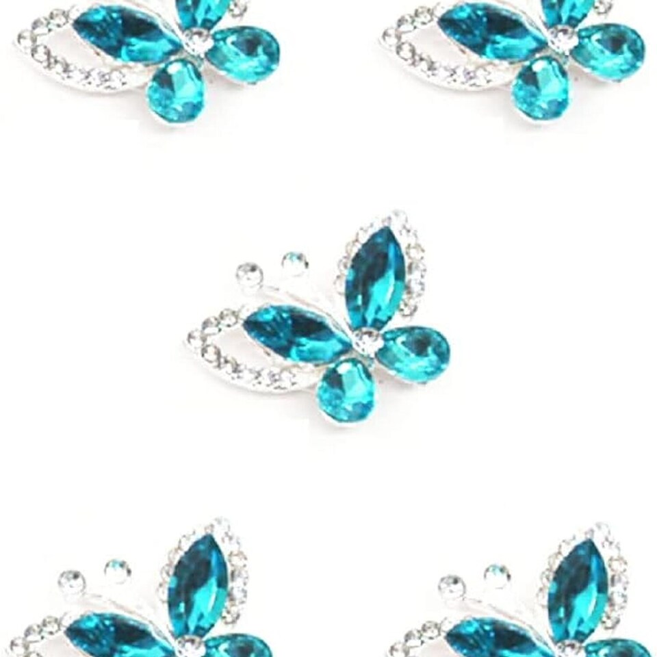 image 1 of Pack of 5 Turquoise Butterfly Embellishment - Turquoise