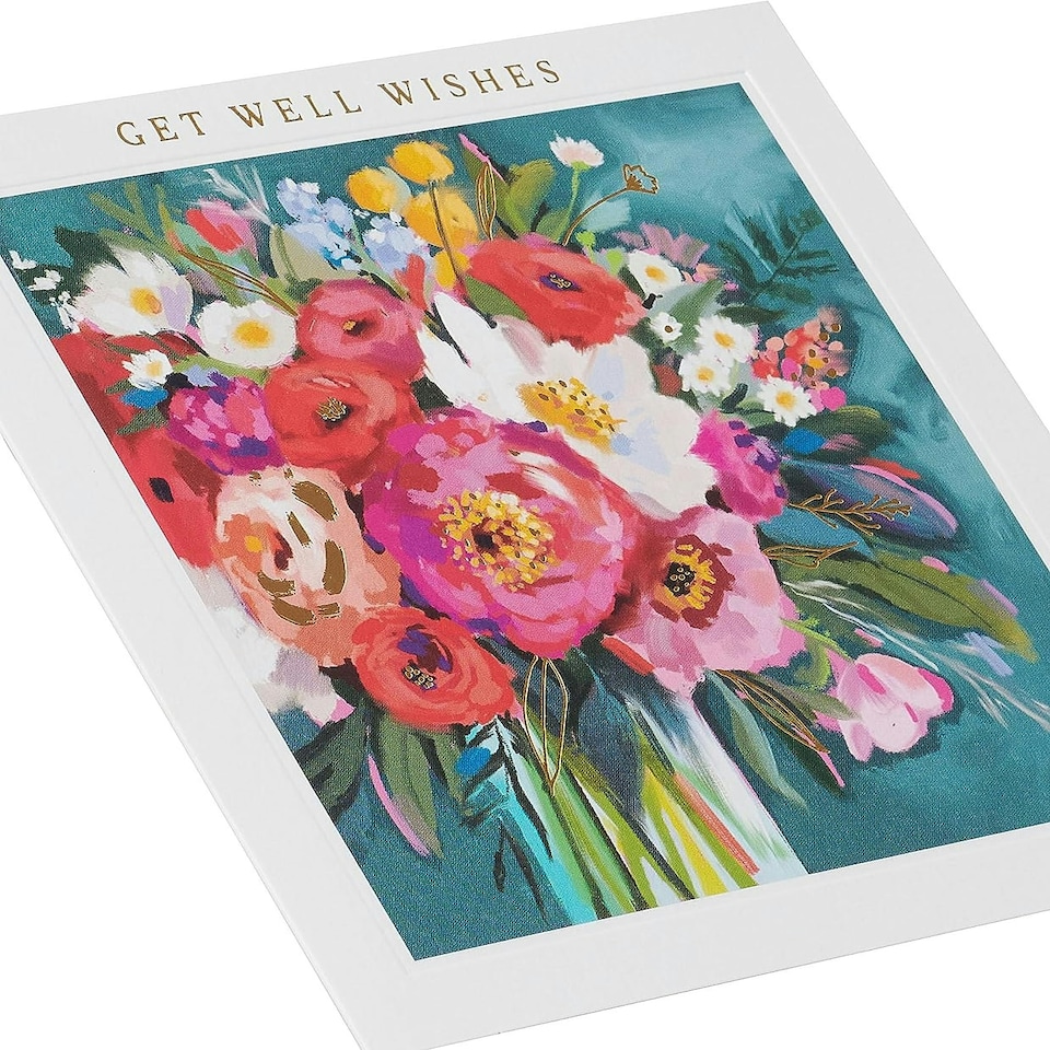 image 1 of Floral Painted Design Get Well Soon Blank Card