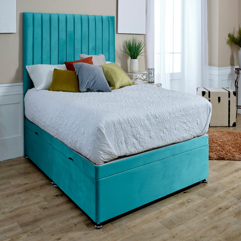Sophia Divan Ottoman Plush King Bed Frame - Teal