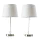 image 3 of ValueLights Modern Pair Of Satin Silver Table Lamps With White Shades White