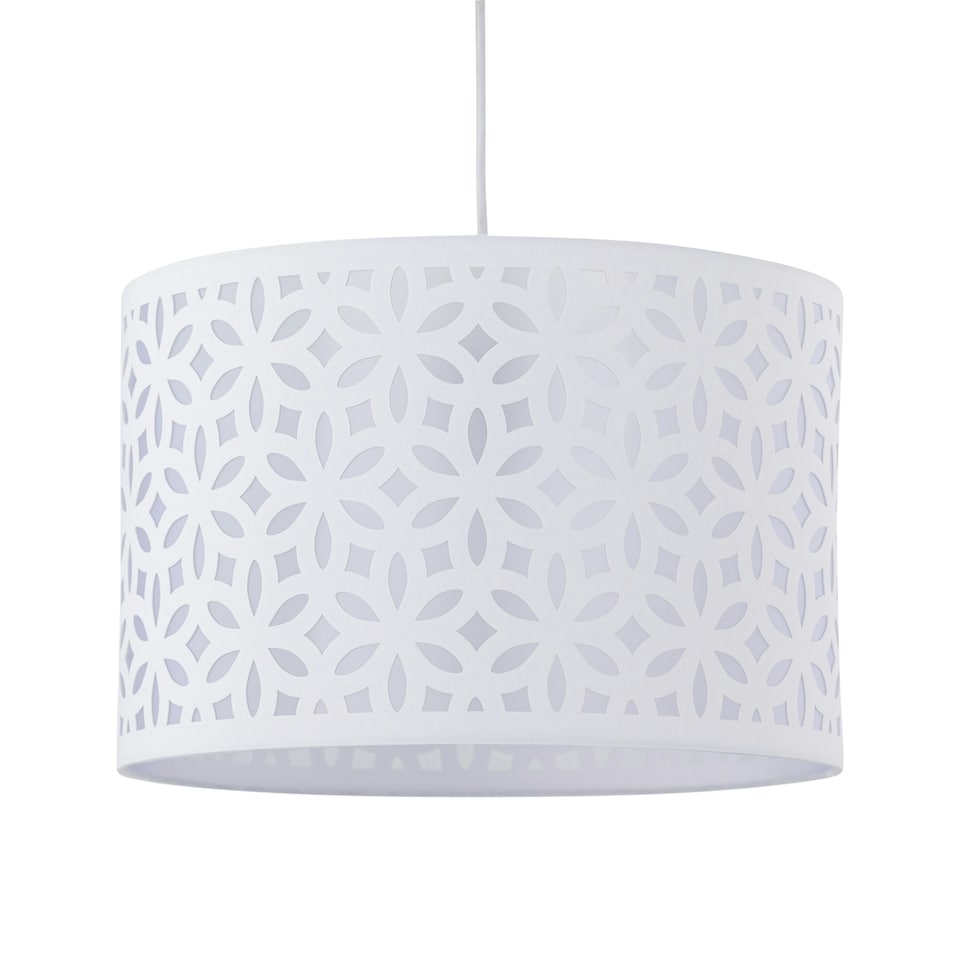 image 1 of White Laser Cut 33cm Pendant Lightshade White