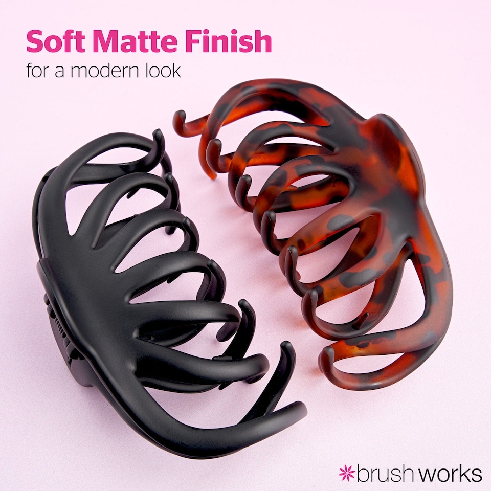 image 1 of Brushworks Matte Octopus Claw Clips 2-Pack Tortoiseshell | Black | Tortoiseshell