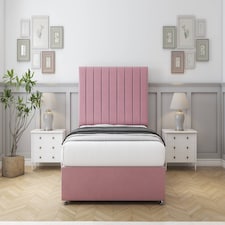 Sloomy Kansas Pink Plush Divan Bed With Mattress 4 Drawers With 26" Strutted Headboard 5' King | Pink | Pink | King | 1