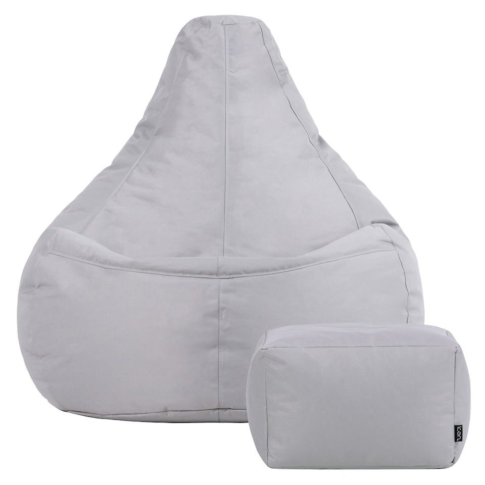 image 1 of Icon Dalton Adults High Back Indoor Outdoor Bean Bag Chair & Footstool Pouffe, Grey