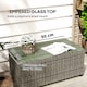 image 4 of Outsunny Outdoor Coffee Table, Glass Top Rattan Side Table, Dark Grey