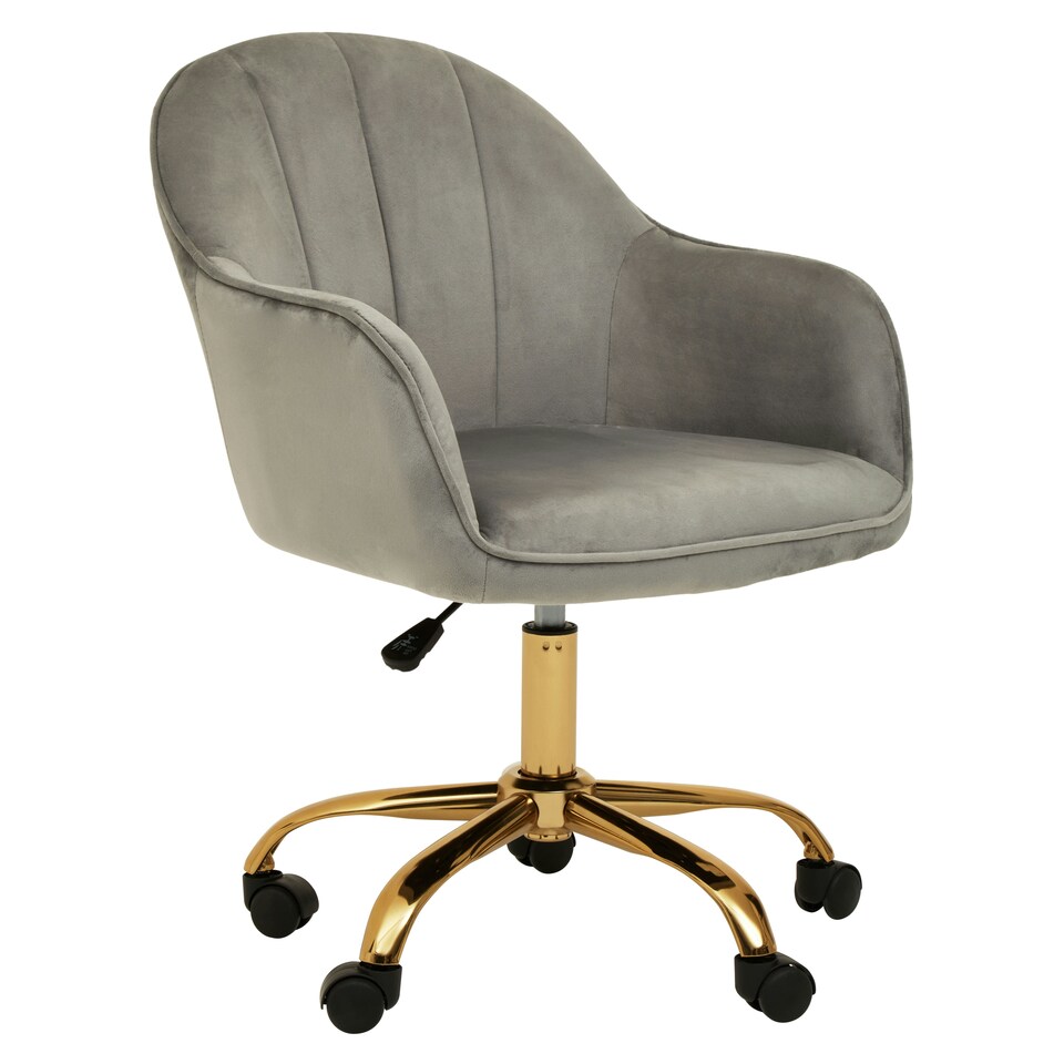 image 1 of Interiors by Premier Brent Grey Velvet And Gold Home Office Chair