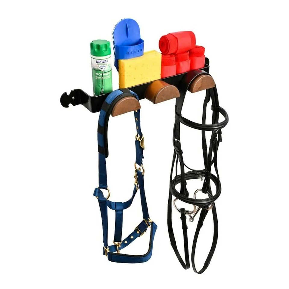 image 1 of Stubbs Shelfie Retro Bridle Rack - Black/Brown - One Size