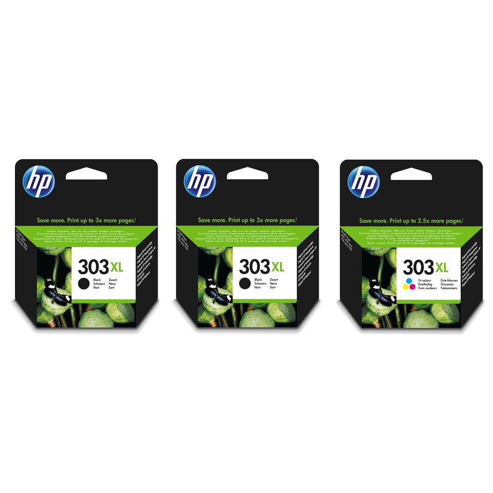 image 1 of 2x HP 303XL Black & 1x Colour Genuine Ink Cartridge
