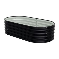Living and Home Oval Galvanized Steel Raised Garden Bed- Black