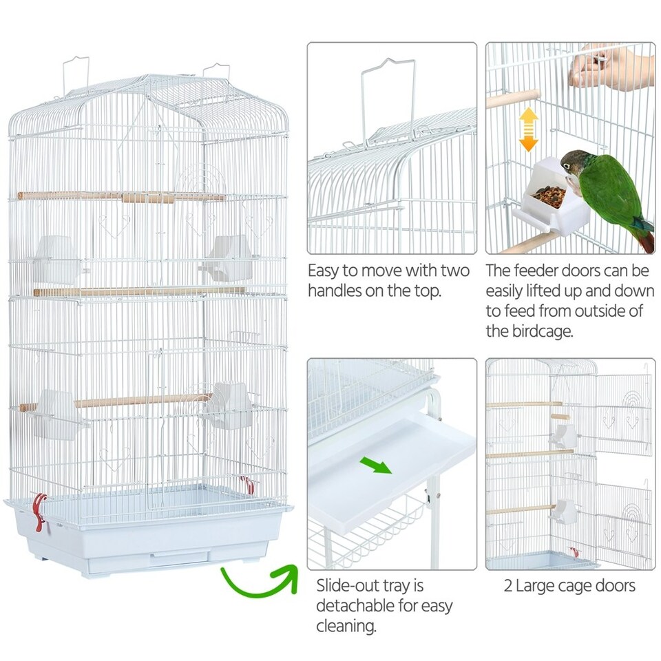 image 1 of Yaheetech 162.5 cm Tall Open Top Metal Bird Cage Large White