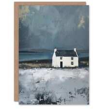 Scottish Lochside Farmhouse Oil Shore Him Her Birthday Card