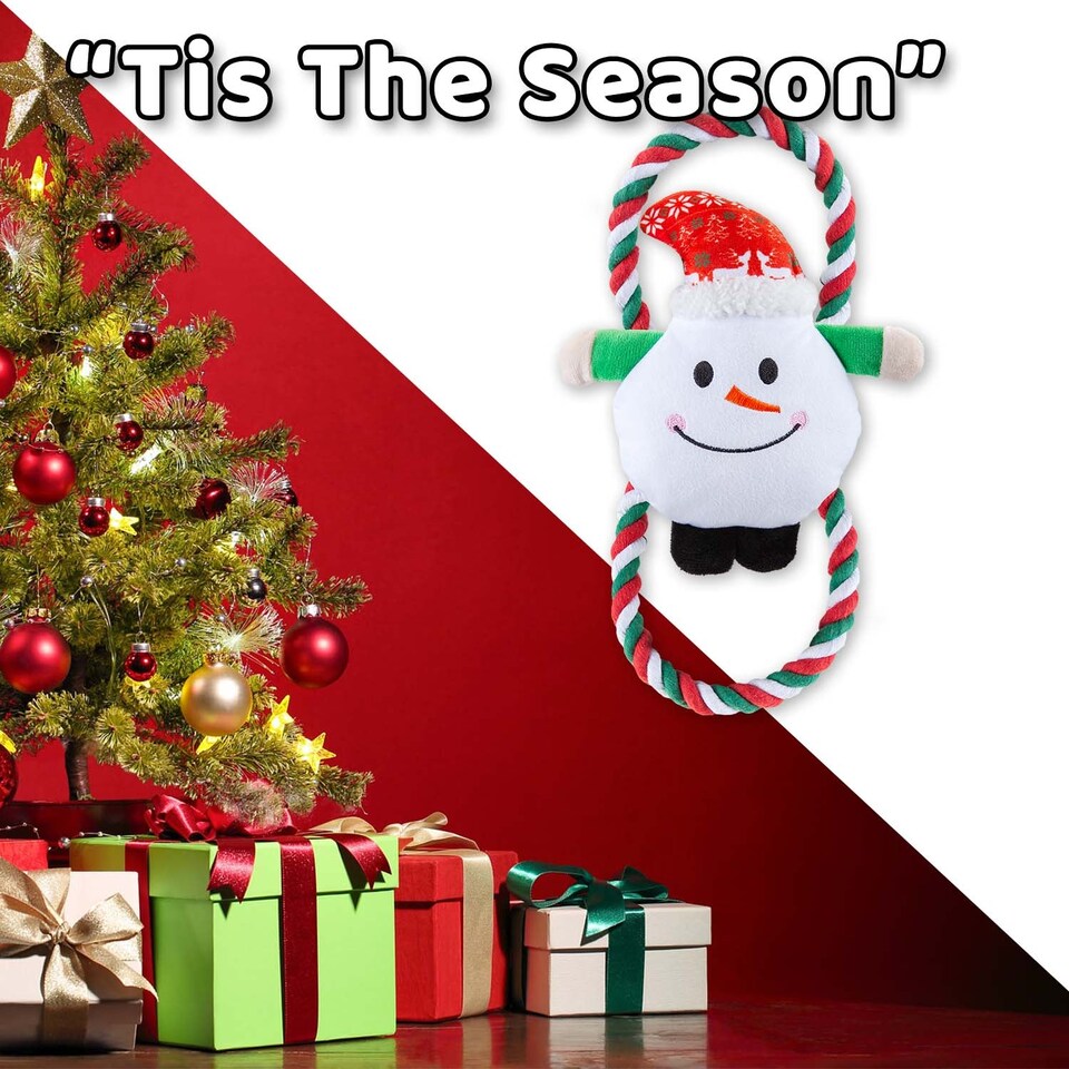 image 1 of PMS Christmas Snowman Pet Toy 46.5cm x 20cm White - Festive Holiday Gift