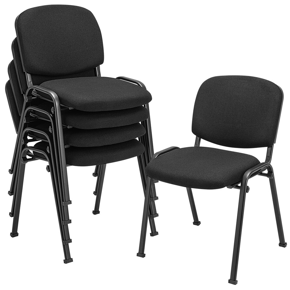 image 1 of COSTWAY Set of 5 Meeting Room Office Chairs Stackable Black