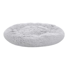Living and Home Calming Round Donut Plush Dog Cuddler Bed | Multi | Grey White | M