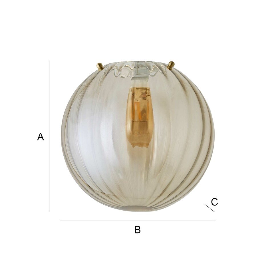 image 1 of ValueLights Chessy Ribbed Glass Easy Fit Lamp Shade & Bulb | Gold