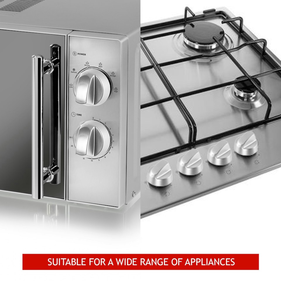image 1 of SPARES2GO Universal Silver Control Knobs for All Makes and Models of Oven Cooker & Hob (Pack of 4)