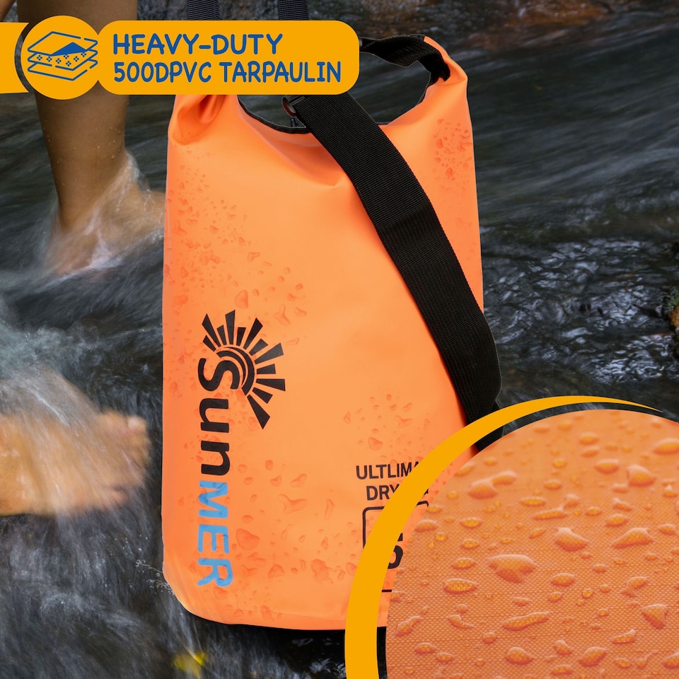 image 1 of SUNMER Waterproof Dry Bag with IPX8 Phone Case - Roll-Top, Adjustable Strap, 5L/10L/20L/30L