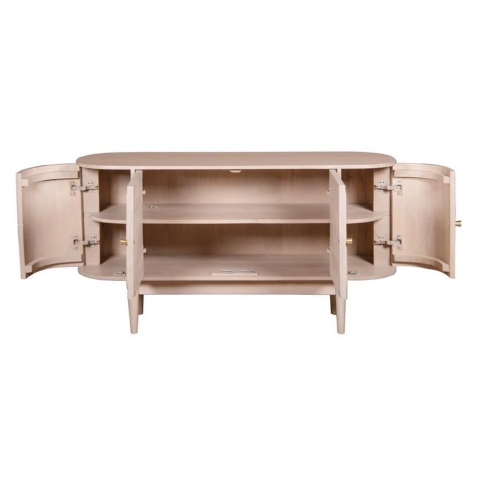 image 1 of Valencia 4 Doors Sideboard - Cane & Mango Wood - L45 x W140 x H75 cm Pink