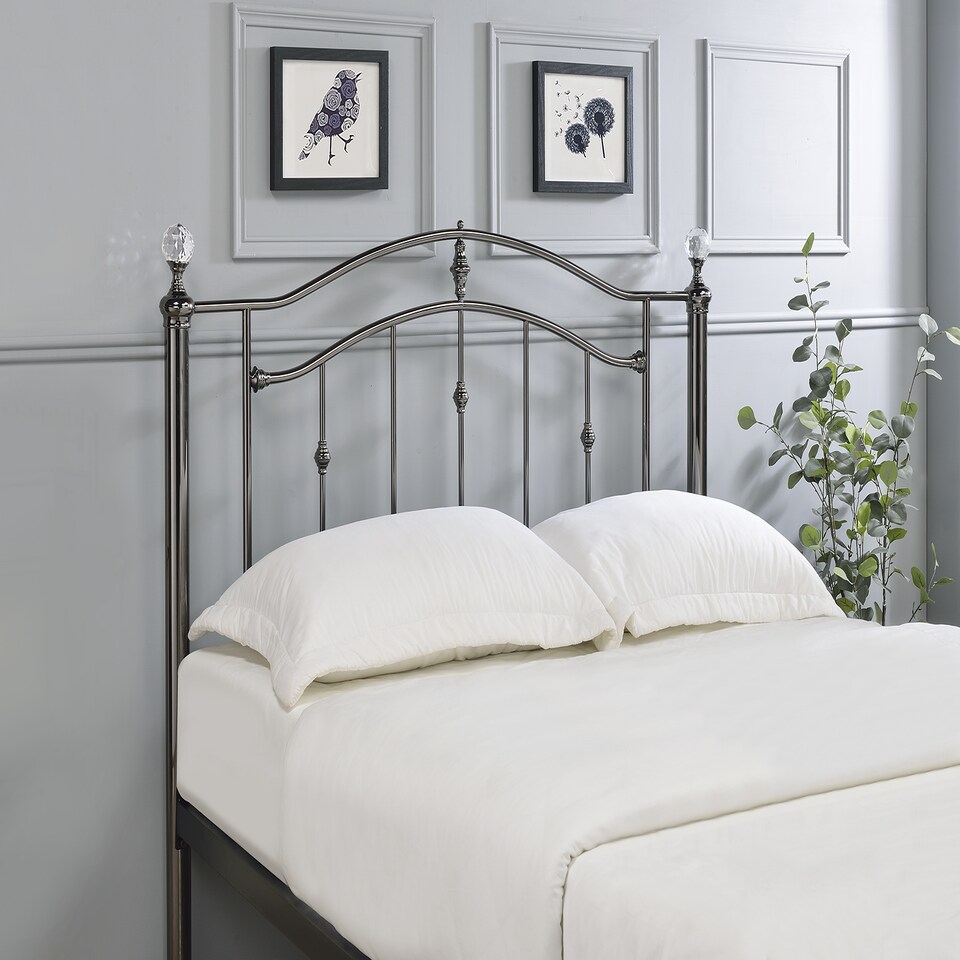 image 1 of 5ft King Size Black nickel, crystal ball and black nickel traditional metal bed frame bedstead, victorian, antique, ornate