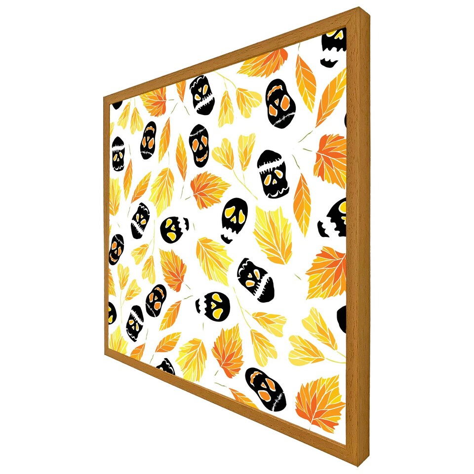 image 1 of Autumn leaves & halloween skulls (Picutre Frame) Brown | XS