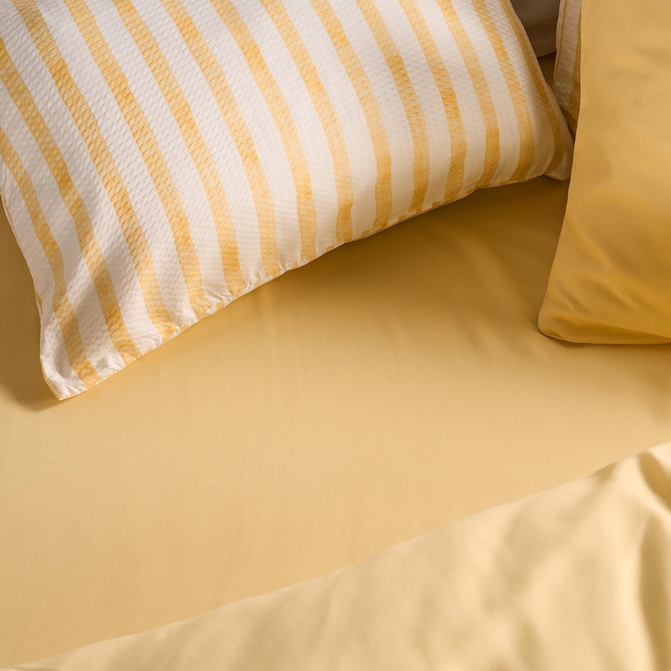 image 1 of OHS Ultra Soft Microfibre Plain Fitted Bed Sheet | Yellow | Lemon | Double