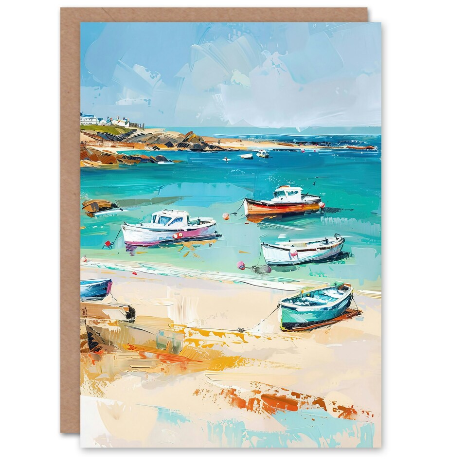 image 1 of Sea Shore Serene Oil St Ives Birthday Him Her Card