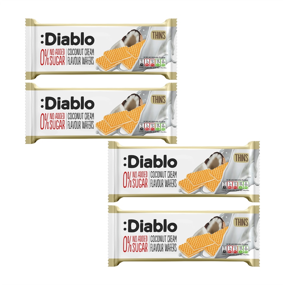 image 1 of Diablo No Added Sugar Coconut Cream Wafer Thins 150g 4 Pack