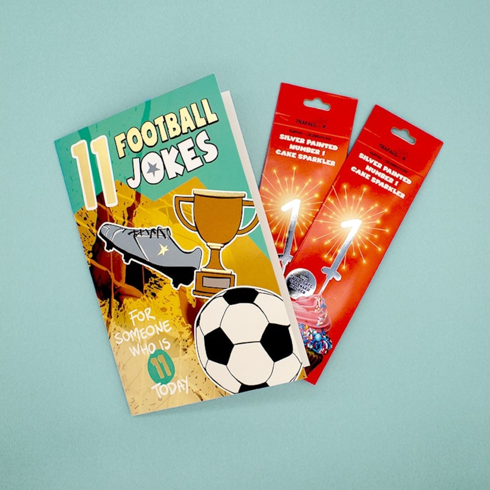 image 1 of 11th Birthday Football Card And Age Candles - Card And Gift Bundle Multi